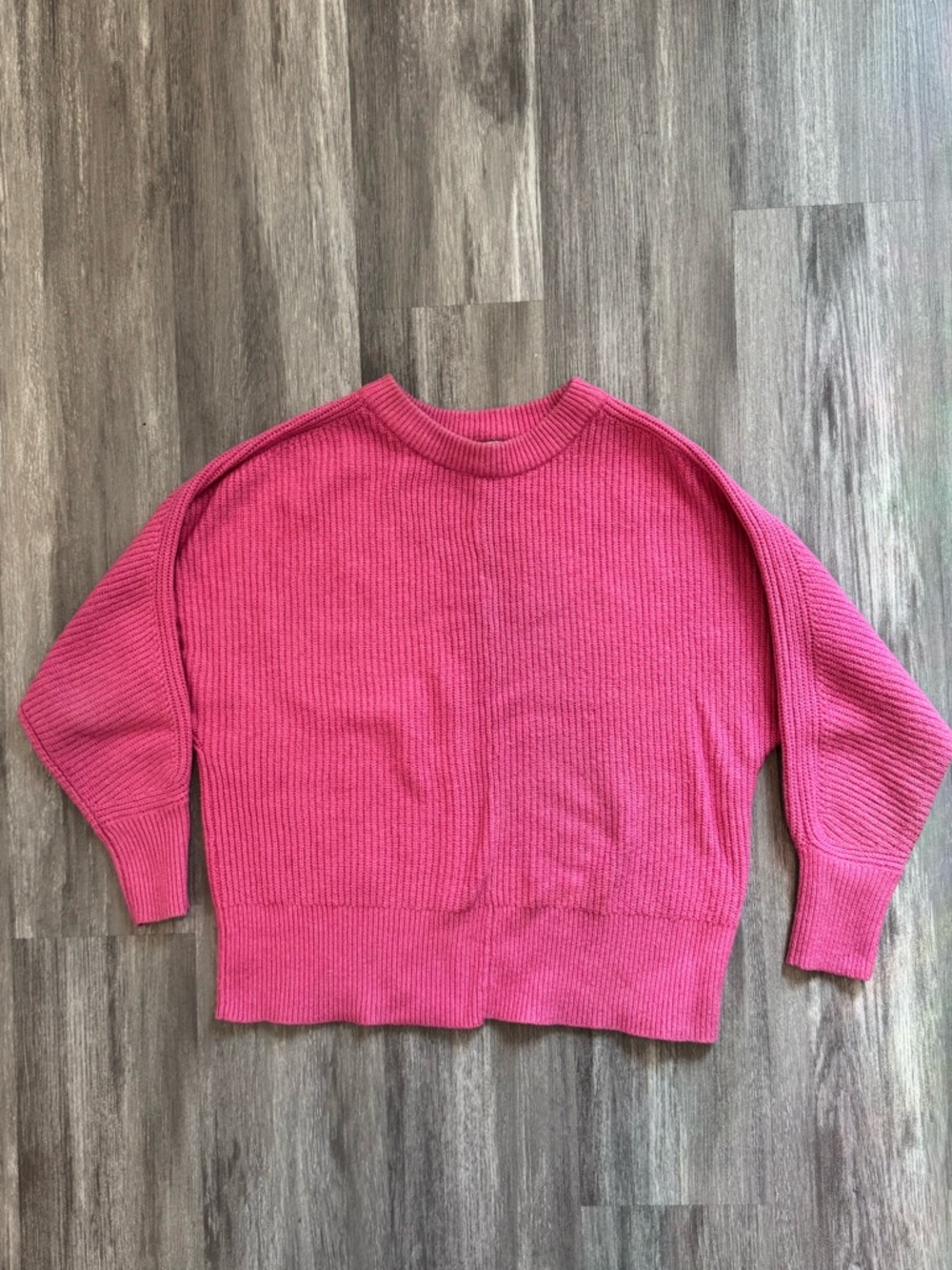 Women's Pink Ribbed Crewneck Sweater